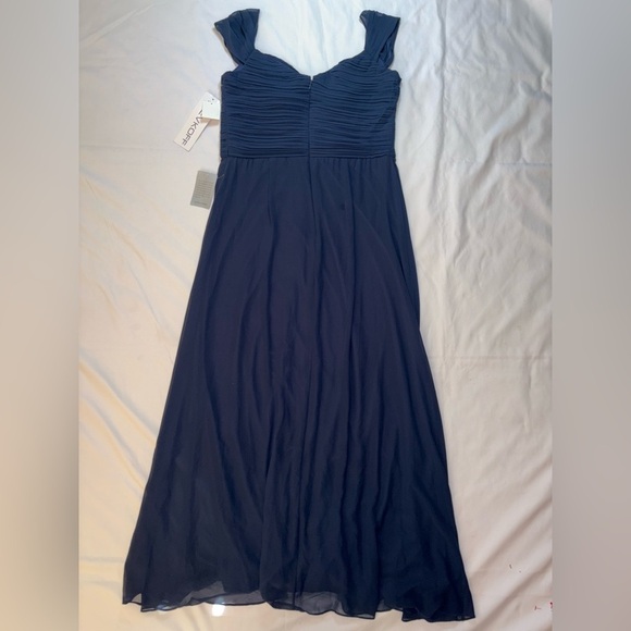 Bill Levkoff NWT Size 16 Navy Blue Queen Anne Neckline Bridesmaid Evening Gown - Picture 8 of 10
